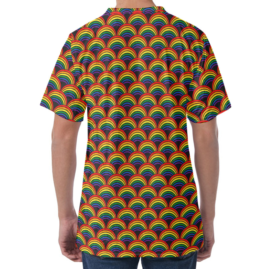 Rainbow Gay Pride Pattern Print Men's Velvet T-Shirt