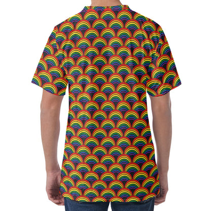 Rainbow Gay Pride Pattern Print Men's Velvet T-Shirt