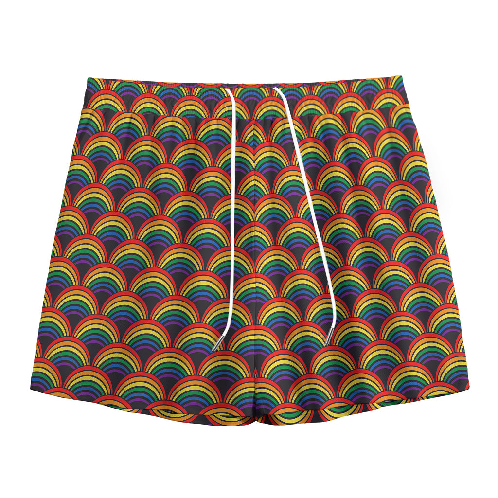 Rainbow Gay Pride Pattern Print Mesh Shorts