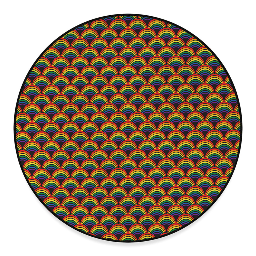 Rainbow Gay Pride Pattern Print Round Floor Mat