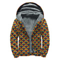 Rainbow Gay Pride Pattern Print Sherpa Lined Zip Up Hoodie