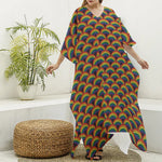 Rainbow Gay Pride Pattern Print Silk V-Neck Kaftan Dress
