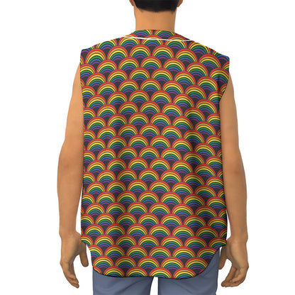 Rainbow Gay Pride Pattern Print Sleeveless Baseball Jersey