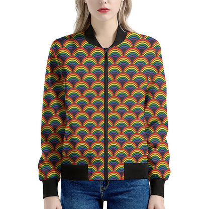 Rainbow Gay Pride Pattern Print Women's Bomber Jacket