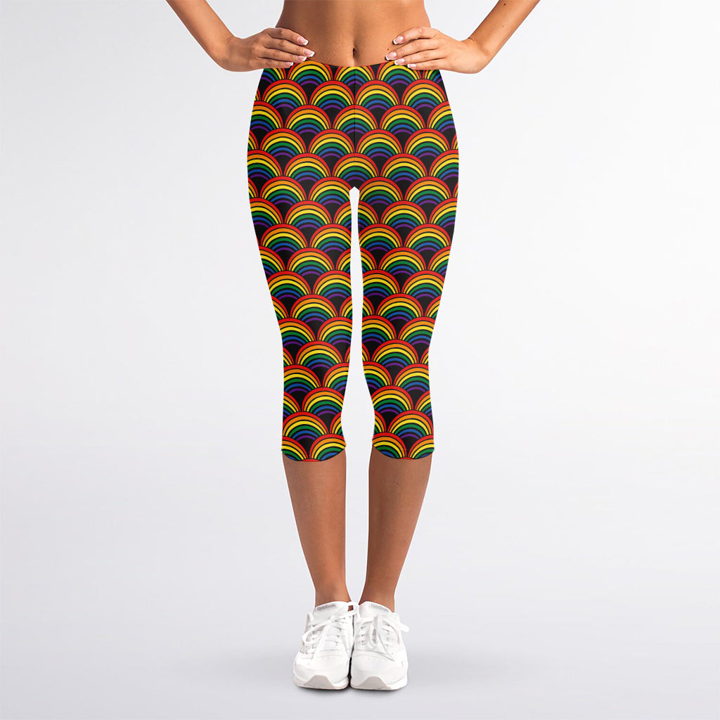 Rainbow Gay Pride Pattern Print Women's Capri Leggings