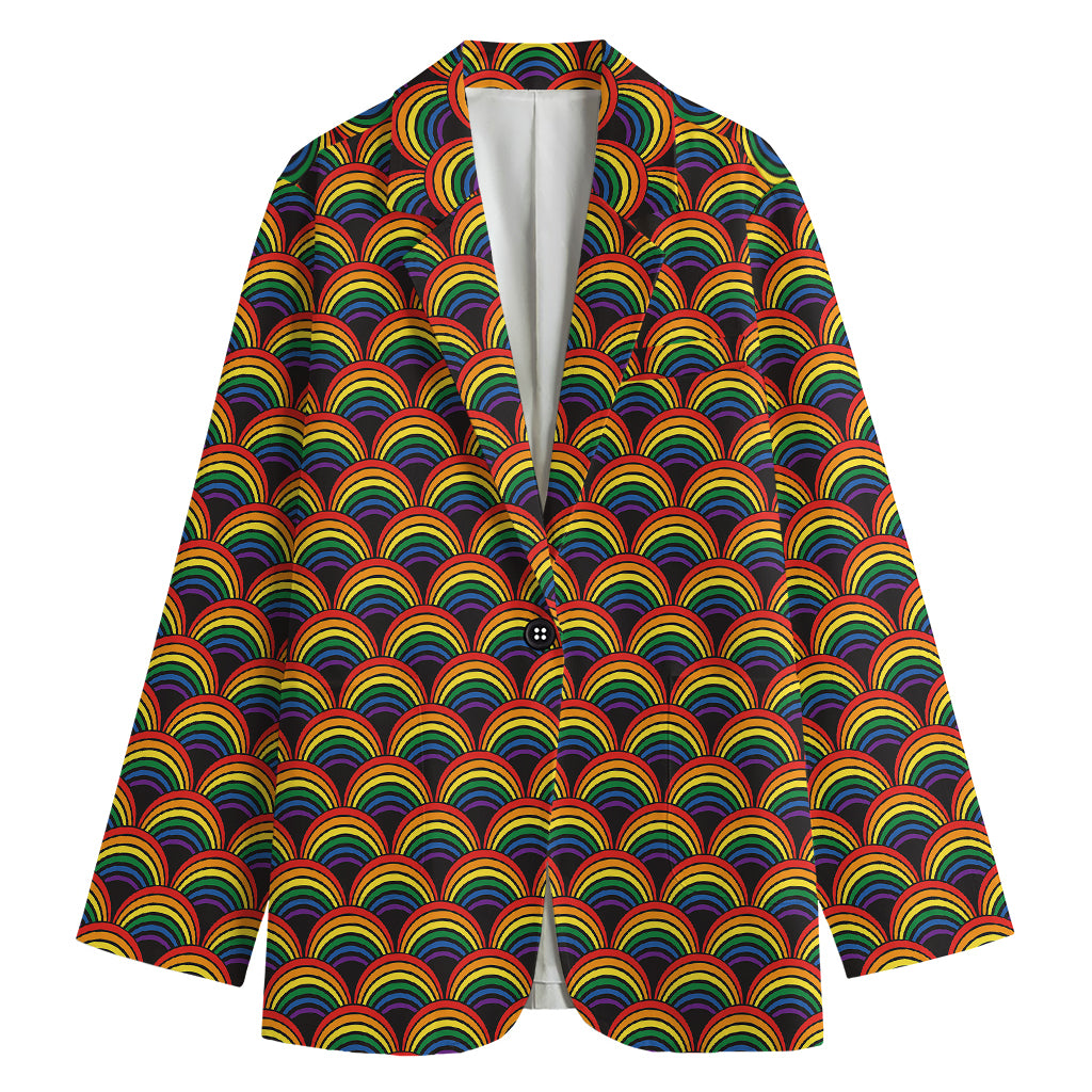 Rainbow Gay Pride Pattern Print Women's Cotton Blazer
