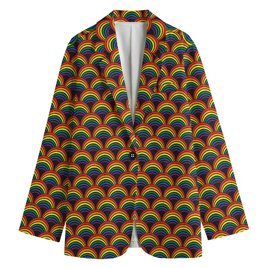Rainbow Gay Pride Pattern Print Women's Cotton Blazer