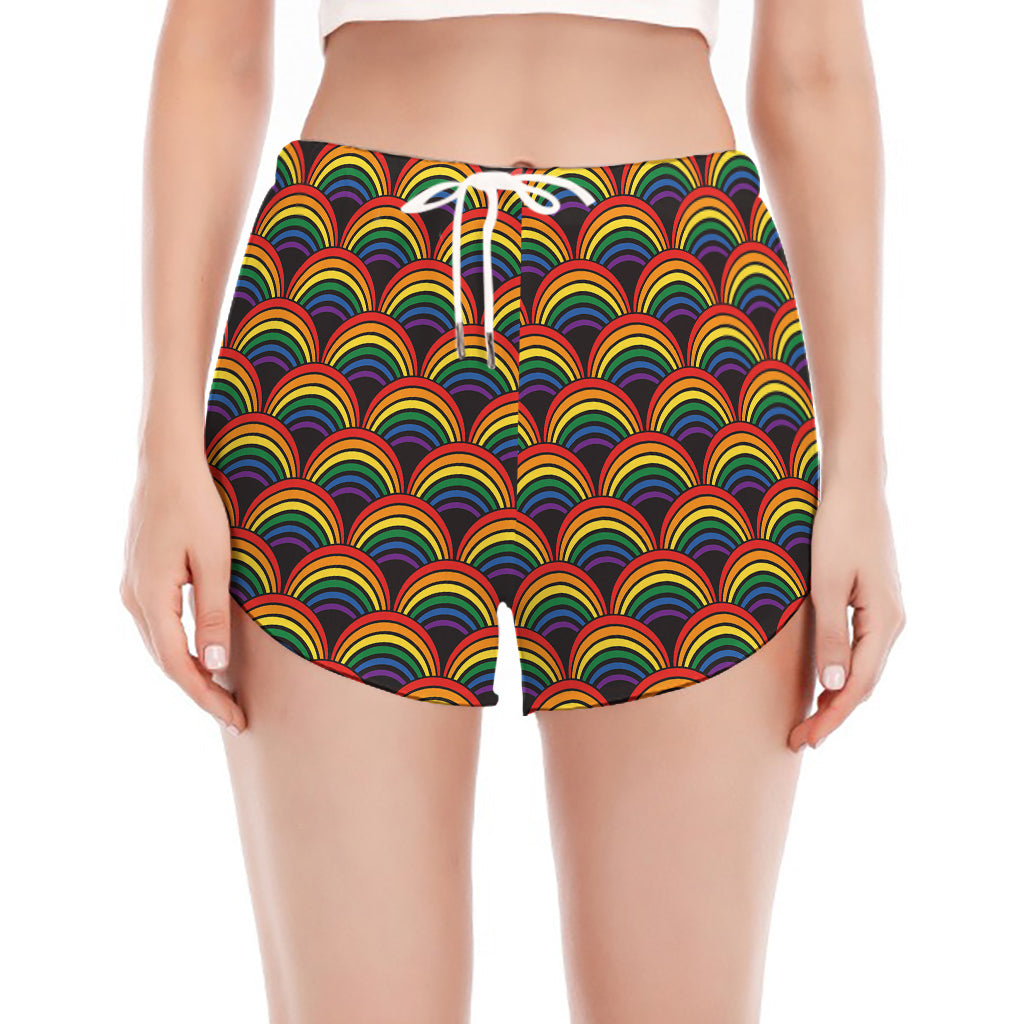 Rainbow Gay Pride Pattern Print Women's Split Running Shorts
