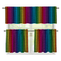 Rainbow Gay Pride Zigzag Pattern Print 3 Piece Kitchen Curtains
