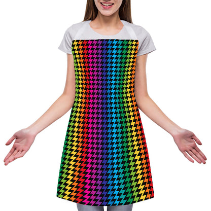 Rainbow Gay Pride Zigzag Pattern Print Adjustable Apron