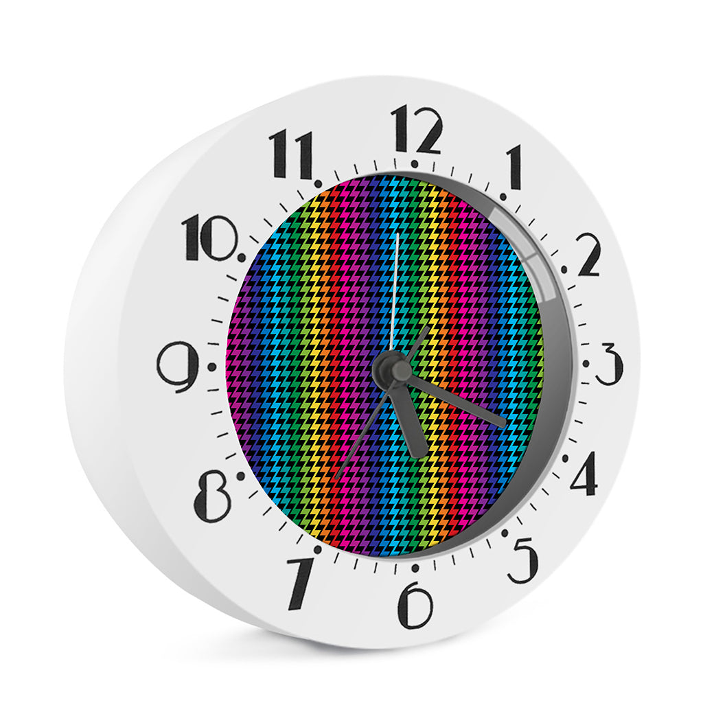 Rainbow Gay Pride Zigzag Pattern Print Alarm Clock