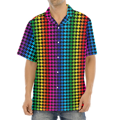 Rainbow Gay Pride Zigzag Pattern Print Aloha Shirt