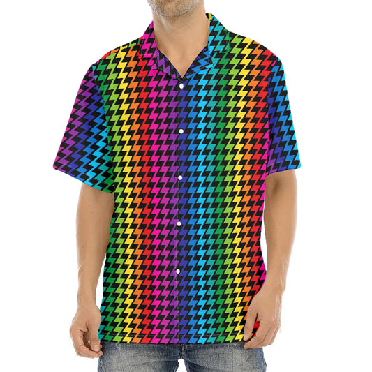 Rainbow Gay Pride Zigzag Pattern Print Aloha Shirt
