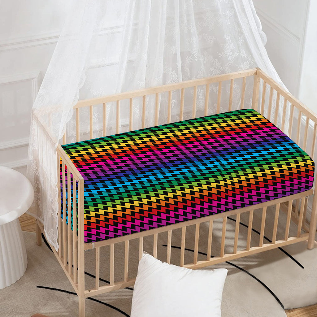 Rainbow Gay Pride Zigzag Pattern Print Baby Crib Sheet