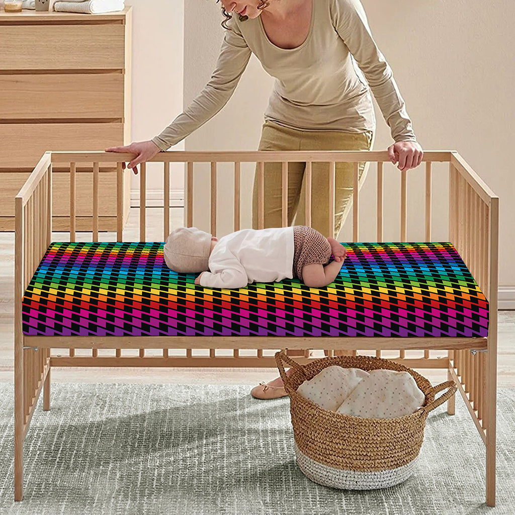Rainbow Gay Pride Zigzag Pattern Print Baby Crib Sheet