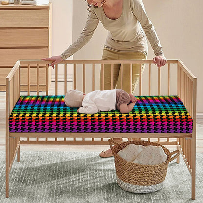 Rainbow Gay Pride Zigzag Pattern Print Baby Crib Sheet