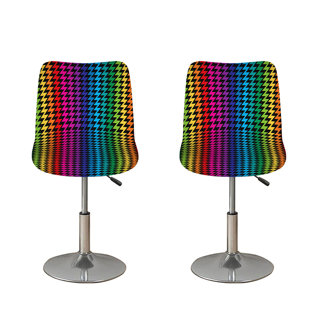 Rainbow Gay Pride Zigzag Pattern Print Bar Stool Covers