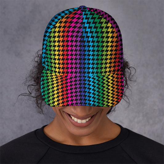Rainbow Gay Pride Zigzag Pattern Print Baseball Cap