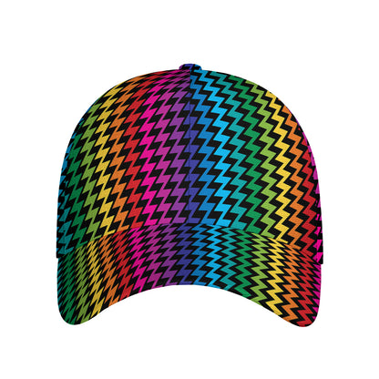 Rainbow Gay Pride Zigzag Pattern Print Baseball Cap