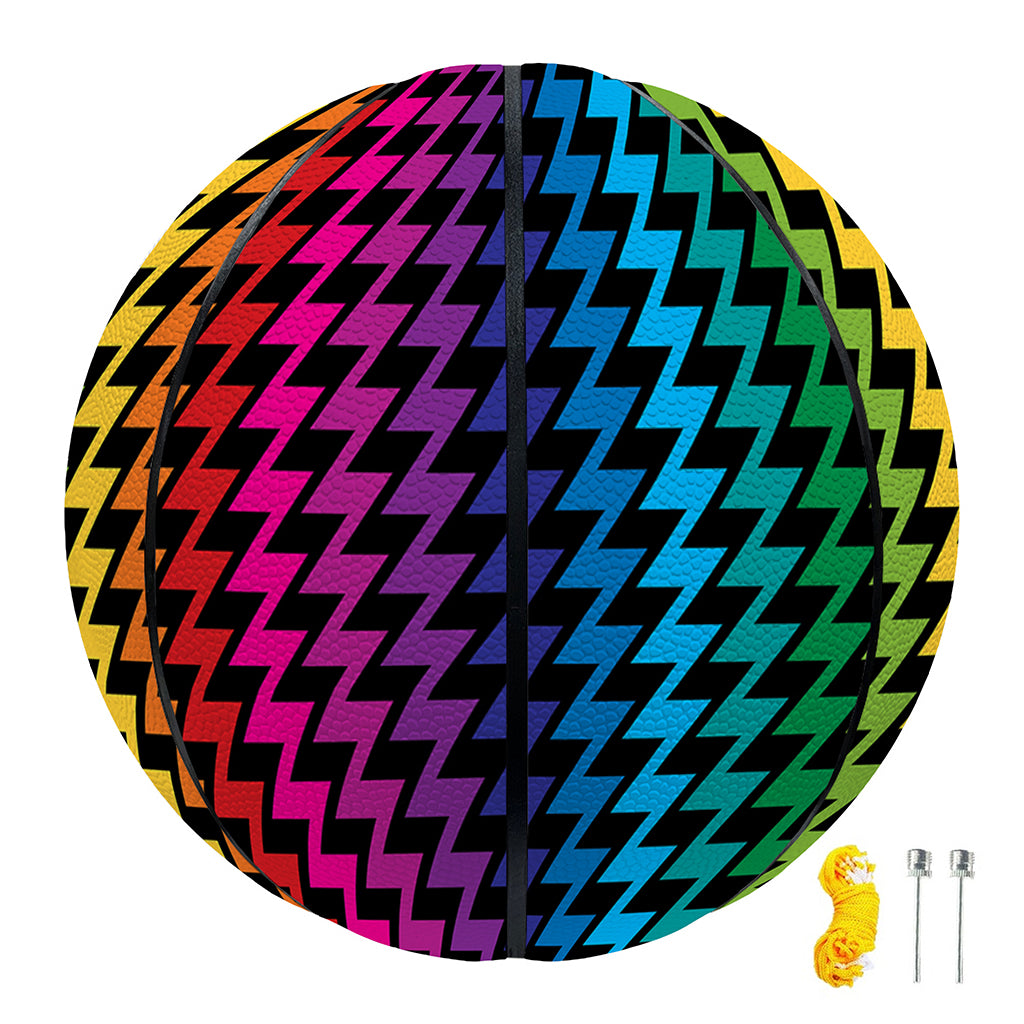 Rainbow Gay Pride Zigzag Pattern Print Basketball