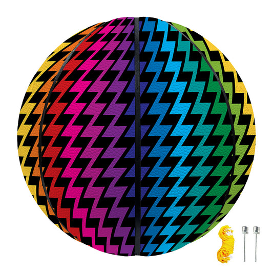 Rainbow Gay Pride Zigzag Pattern Print Basketball
