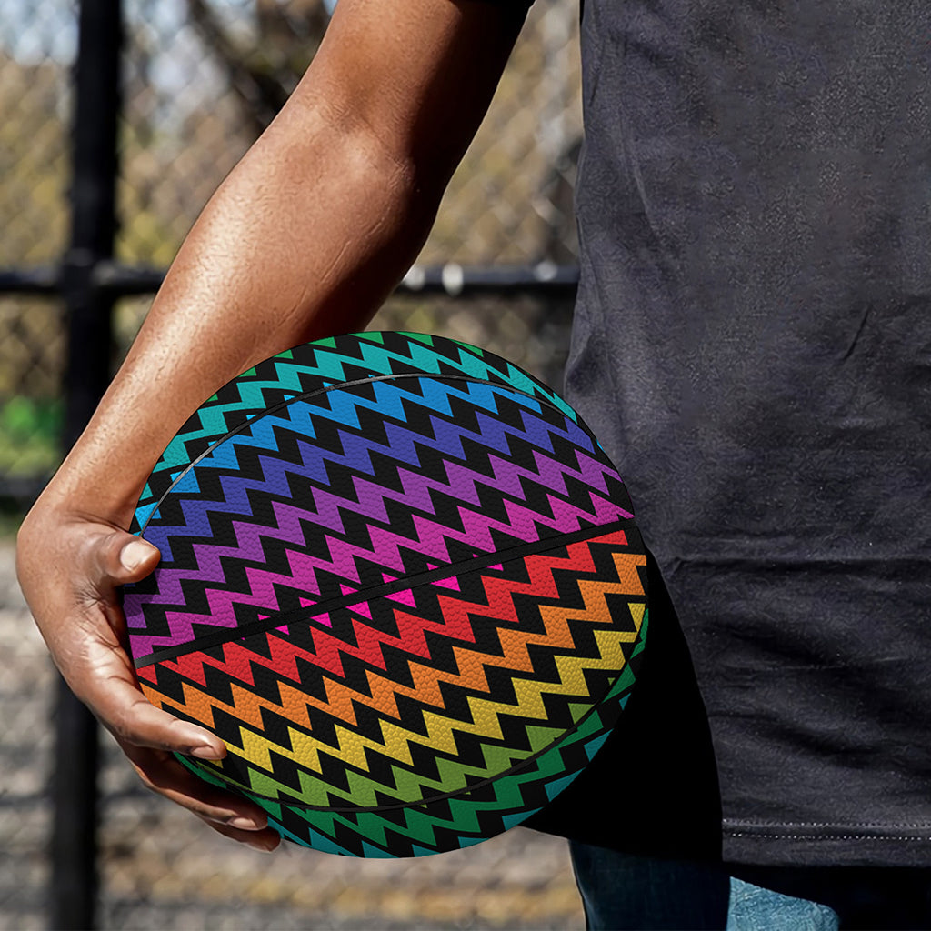 Rainbow Gay Pride Zigzag Pattern Print Basketball