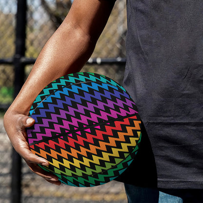 Rainbow Gay Pride Zigzag Pattern Print Basketball