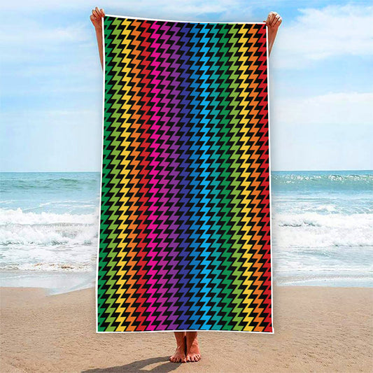 Rainbow Gay Pride Zigzag Pattern Print Beach Towel