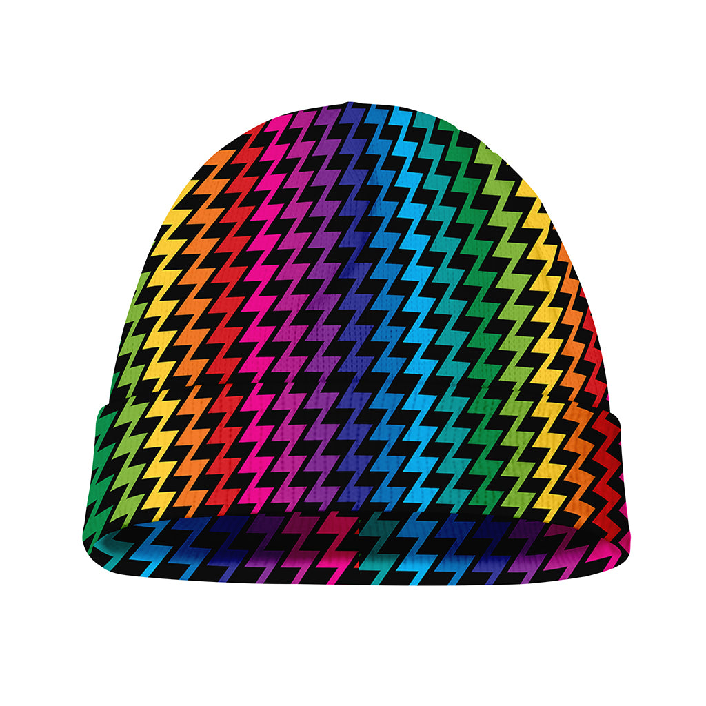 Rainbow Gay Pride Zigzag Pattern Print Beanie