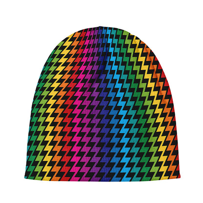 Rainbow Gay Pride Zigzag Pattern Print Beanie
