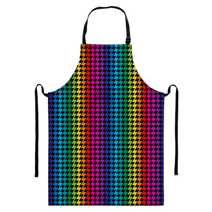 Rainbow Gay Pride Zigzag Pattern Print Bib Apron With Pocket