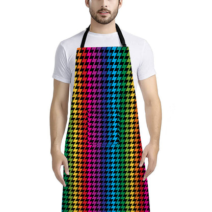 Rainbow Gay Pride Zigzag Pattern Print Bib Apron With Pocket