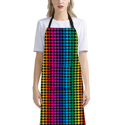 Rainbow Gay Pride Zigzag Pattern Print Bib Apron With Pocket