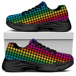Rainbow Gay Pride Zigzag Pattern Print Black Chunky Shoes