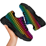Rainbow Gay Pride Zigzag Pattern Print Black Chunky Shoes