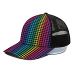 Rainbow Gay Pride Zigzag Pattern Print Black Mesh Trucker Cap