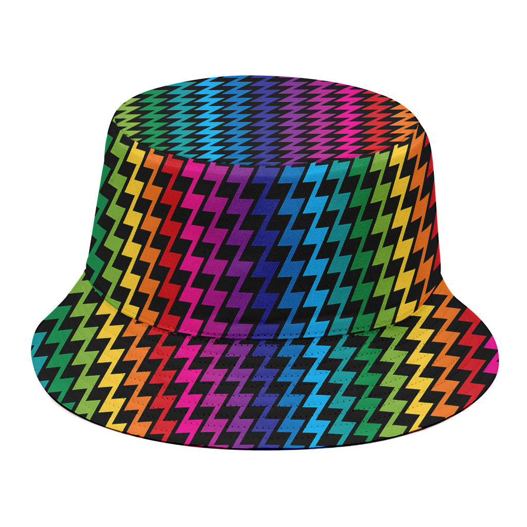 Rainbow Gay Pride Zigzag Pattern Print Bucket Hat
