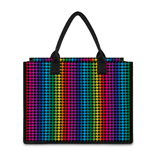 Rainbow Gay Pride Zigzag Pattern Print Canvas Tote Bag