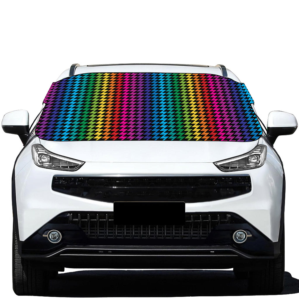 Rainbow Gay Pride Zigzag Pattern Print Car Windshield Snow Cover