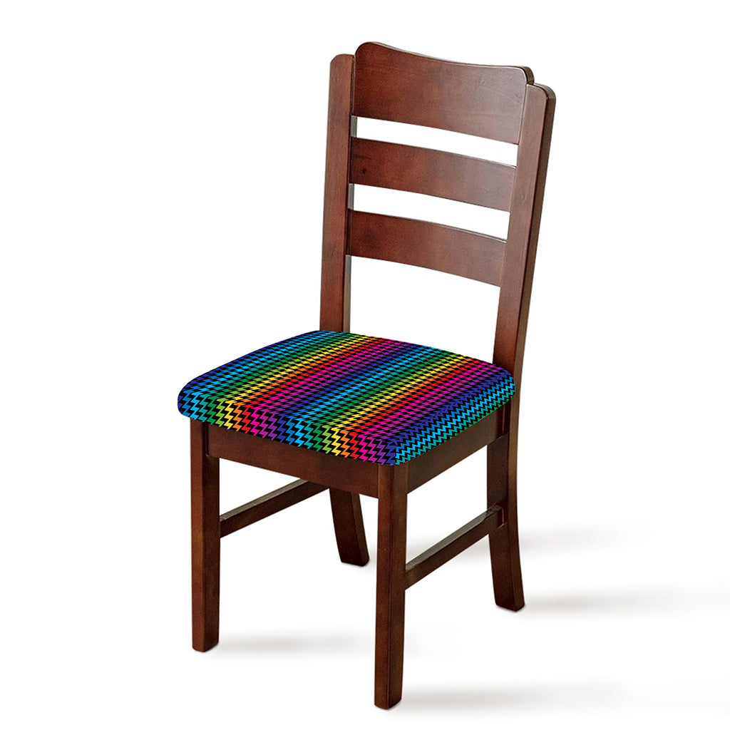 Rainbow Gay Pride Zigzag Pattern Print Chair Cushion Cover