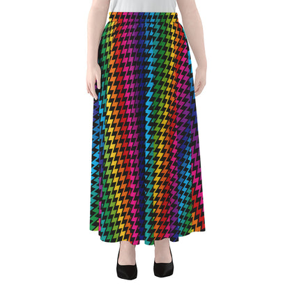 Rainbow Gay Pride Zigzag Pattern Print Chiffon Maxi Skirt