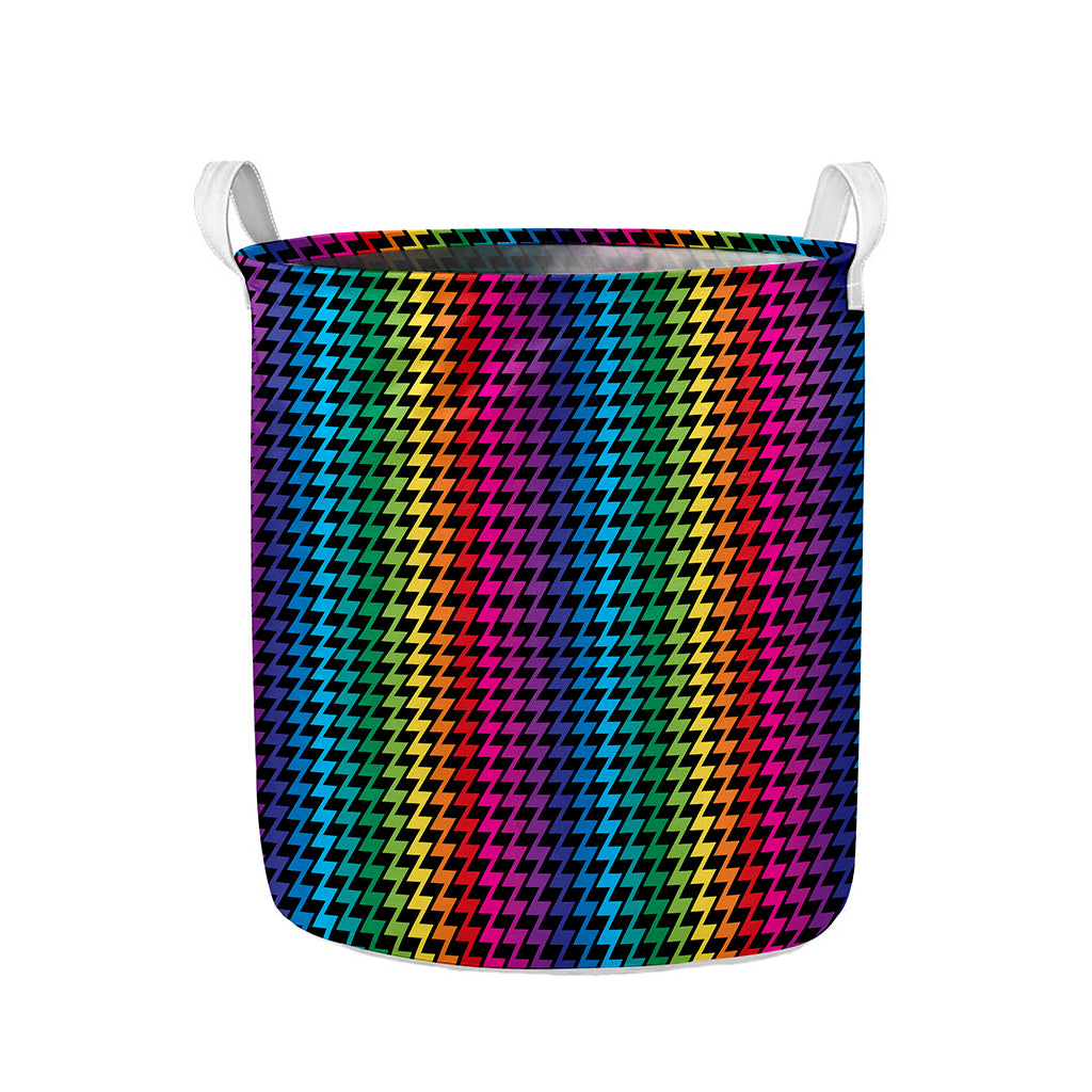 Rainbow Gay Pride Zigzag Pattern Print Collapsible Laundry Basket