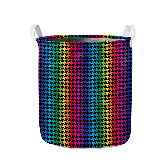 Rainbow Gay Pride Zigzag Pattern Print Collapsible Laundry Basket