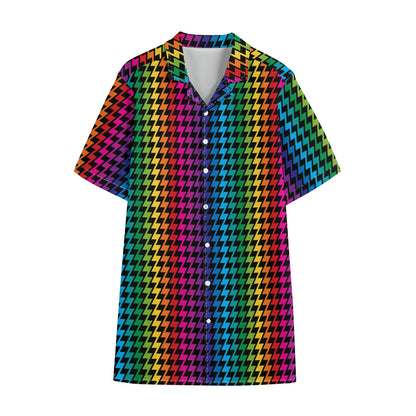 Rainbow Gay Pride Zigzag Pattern Print Cotton Hawaiian Shirt