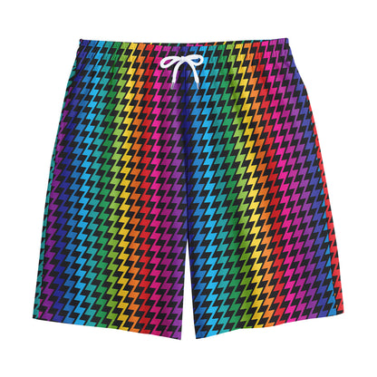 Rainbow Gay Pride Zigzag Pattern Print Cotton Shorts