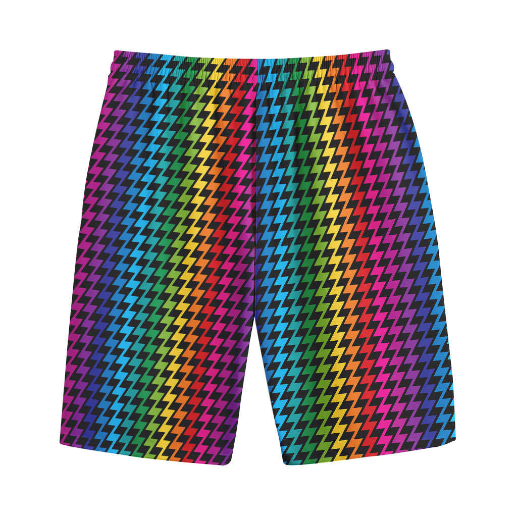 Rainbow Gay Pride Zigzag Pattern Print Cotton Shorts