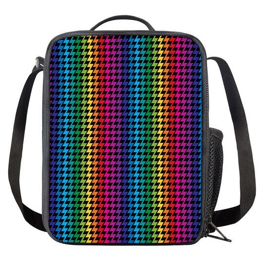Rainbow Gay Pride Zigzag Pattern Print Crossbody Lunch Bag