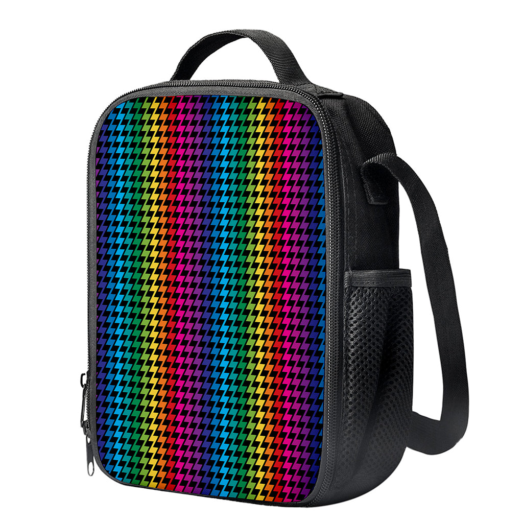 Rainbow Gay Pride Zigzag Pattern Print Crossbody Lunch Bag