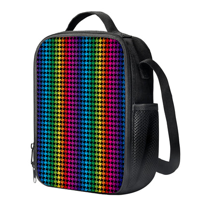 Rainbow Gay Pride Zigzag Pattern Print Crossbody Lunch Bag
