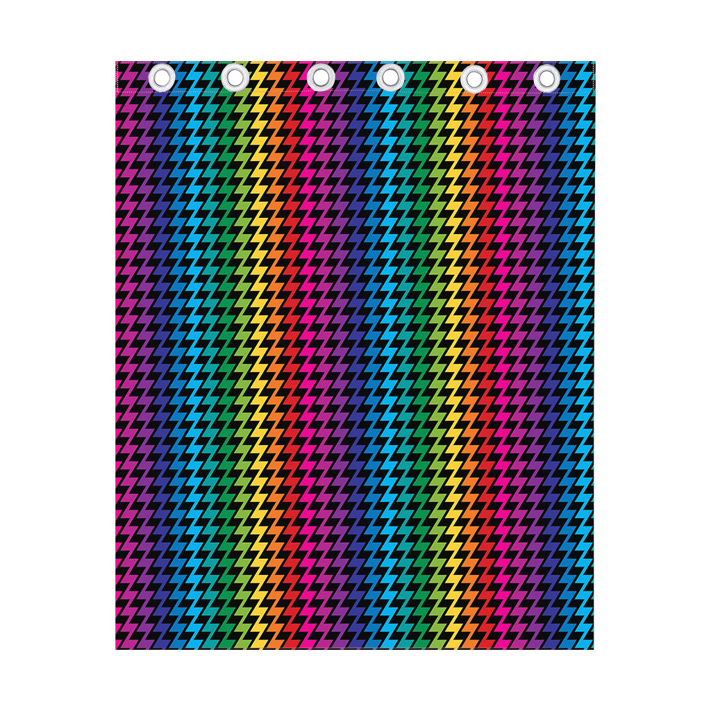Rainbow Gay Pride Zigzag Pattern Print Curtain